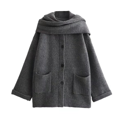 Chic 3-Color Knit Coat Set with Cozy Scarf - Perfect for Stylish Layering! - EnjoyHomePlus