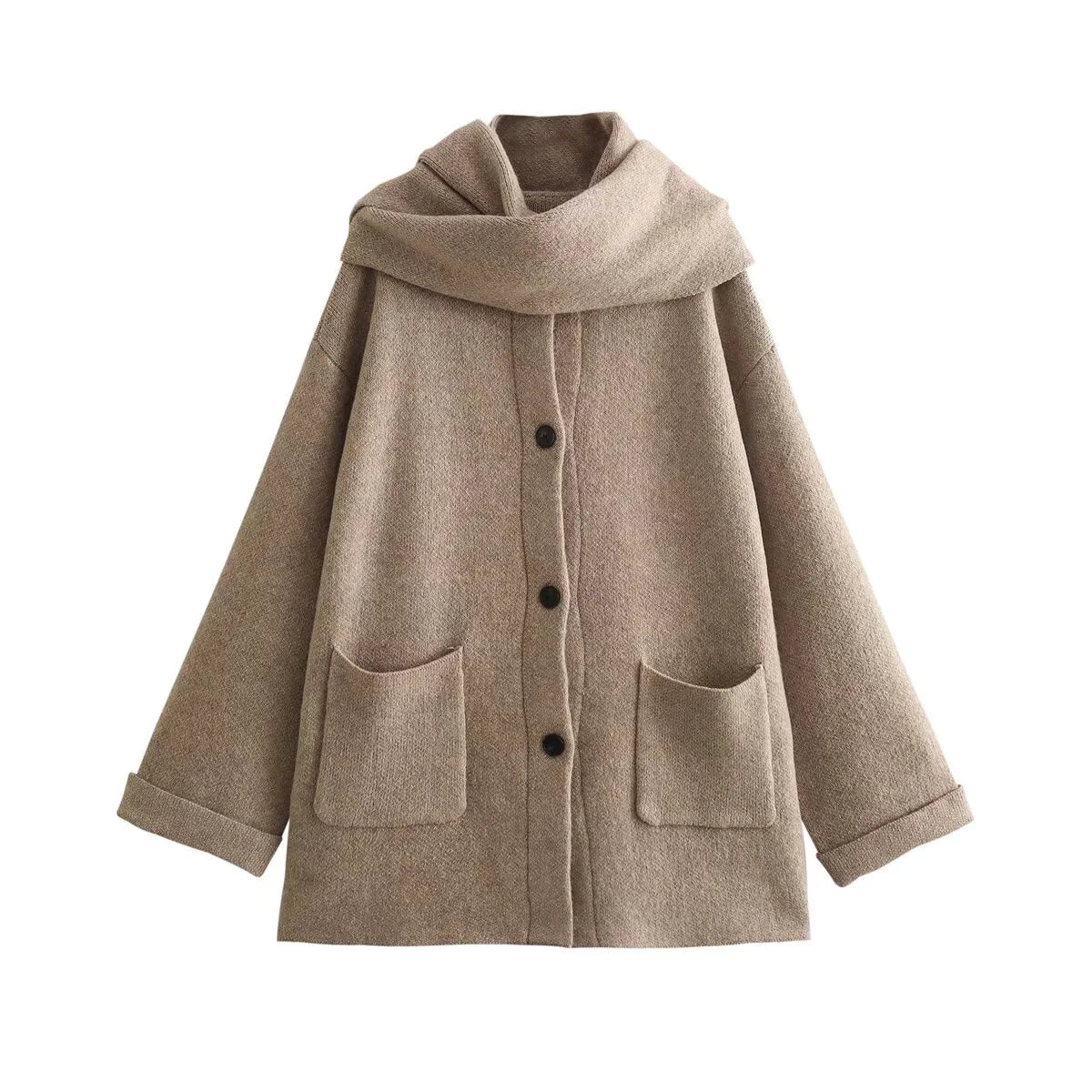 Chic 3-Color Knit Coat Set with Cozy Scarf - Perfect for Stylish Layering! - EnjoyHomePlus