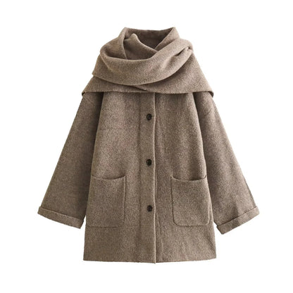 Chic 3-Color Knit Coat Set with Cozy Scarf - Perfect for Stylish Layering! - EnjoyHomePlus